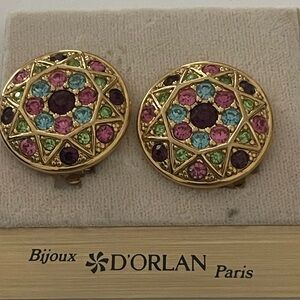 DESIGNER D’ORLAN Gold and Multicolor Earrings